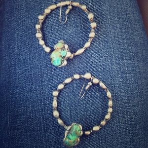 Handmade turquoise earrings.